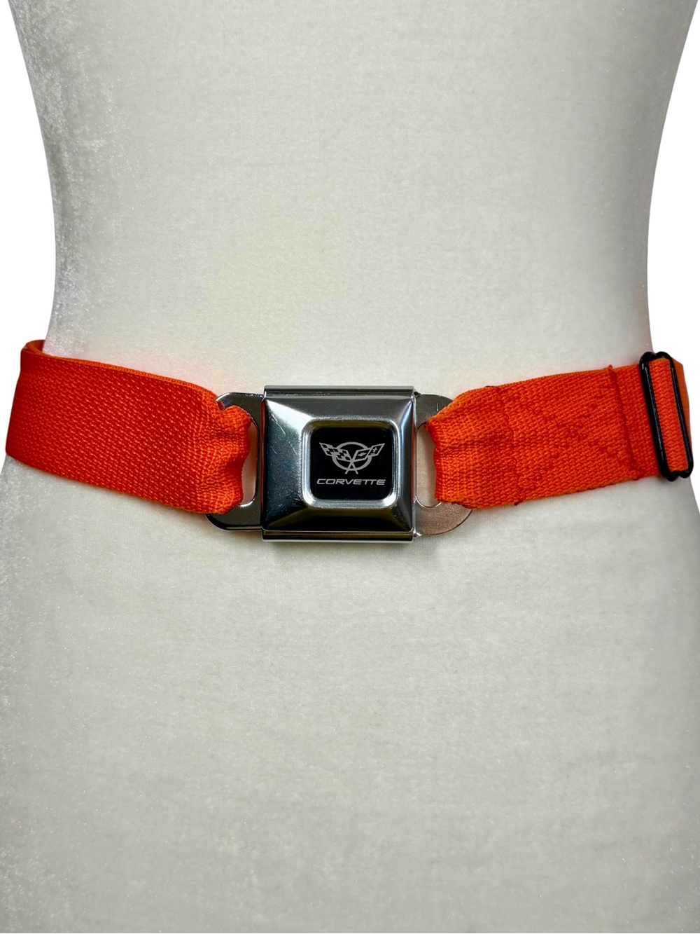 Buckle-Down Corvette Seatbelt Buckle Adjustable Woven Strap Belt Orange
